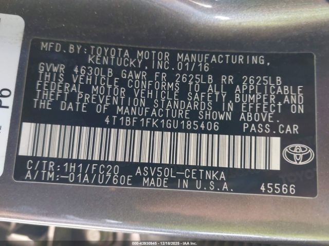 Toyota Camry Le Image 12